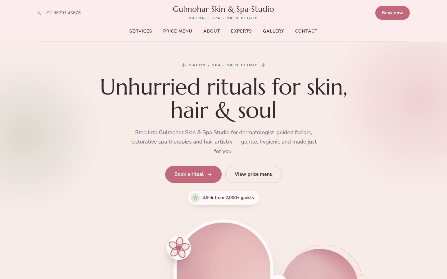 Blossom salon, spa and skin clinic website design