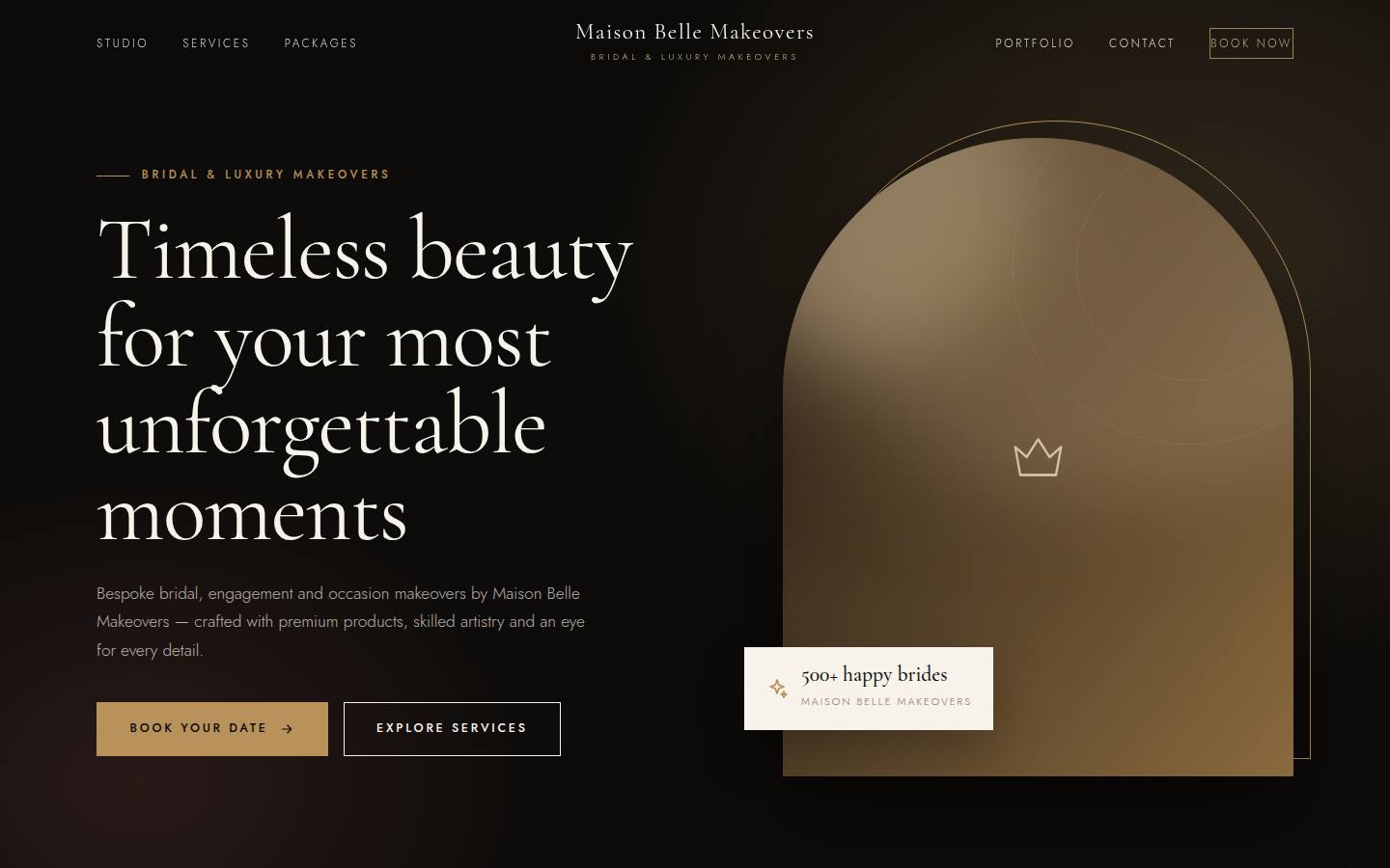Luxe bridal makeover studio website design