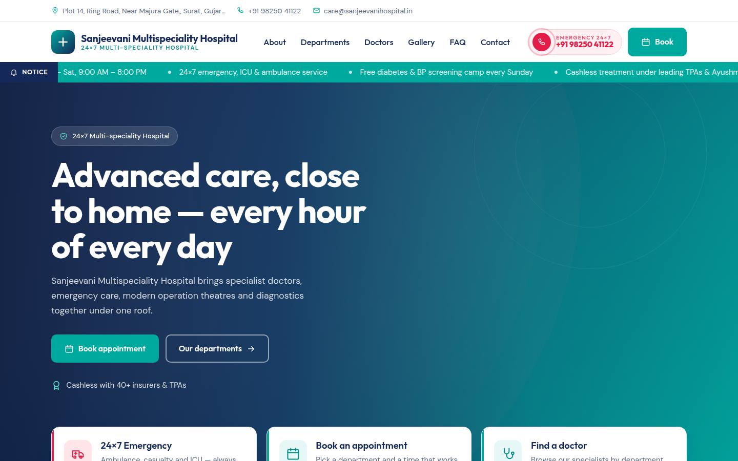 Metro hospital website design preview